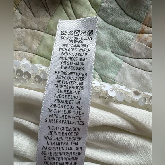 Hailey Adrianna Papell Fully Sequined White Asymmetrical Front Wrap Gown Size 12 - Picture 7 of 13